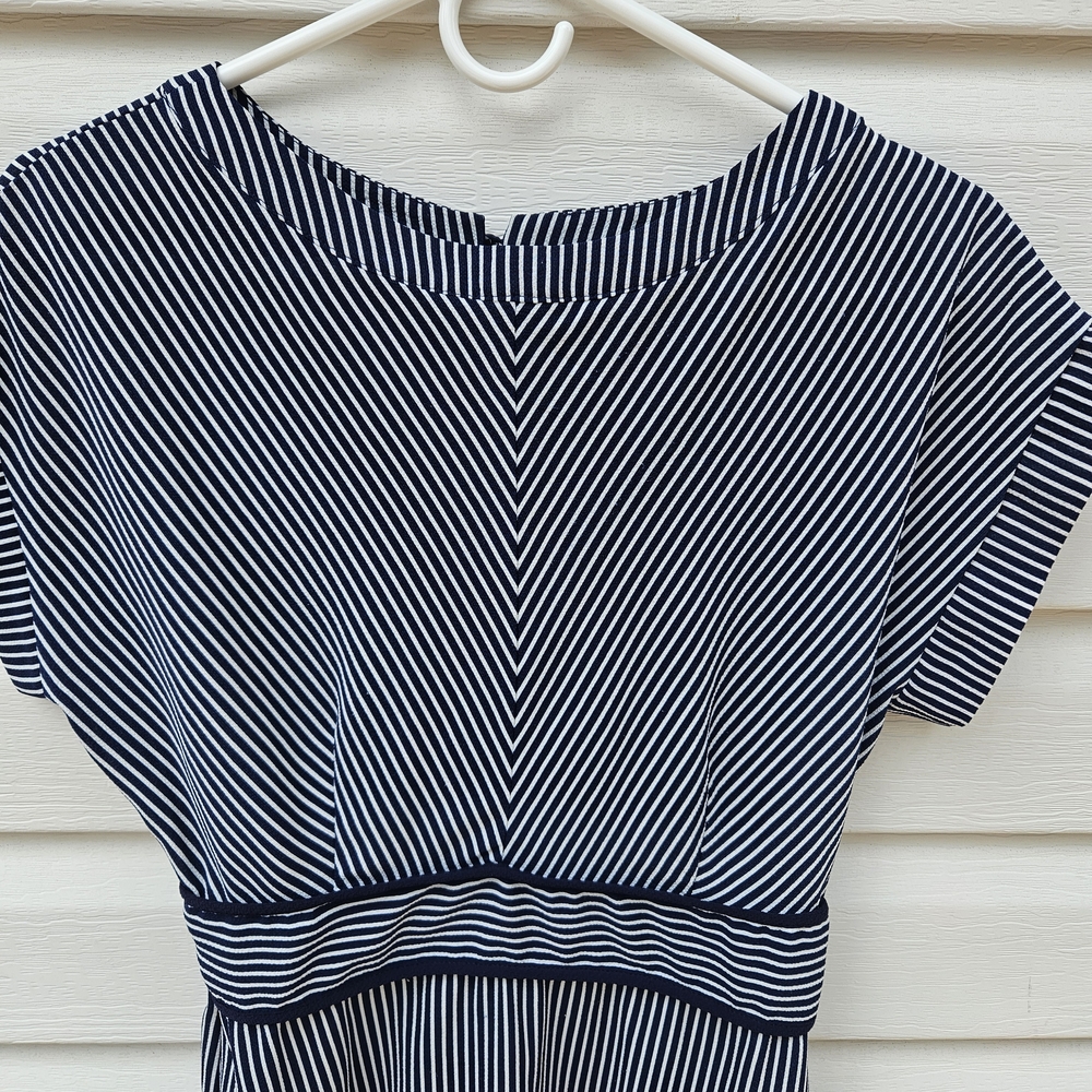 Monteau Navy and White Striped Dress - Picture 2 of 6